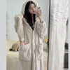 Robe de nuit polaire à capuche beige, vue 5