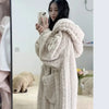 Robe de nuit polaire à capuche beige, vue 1