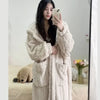 Robe de nuit polaire à capuche beige, vue 2